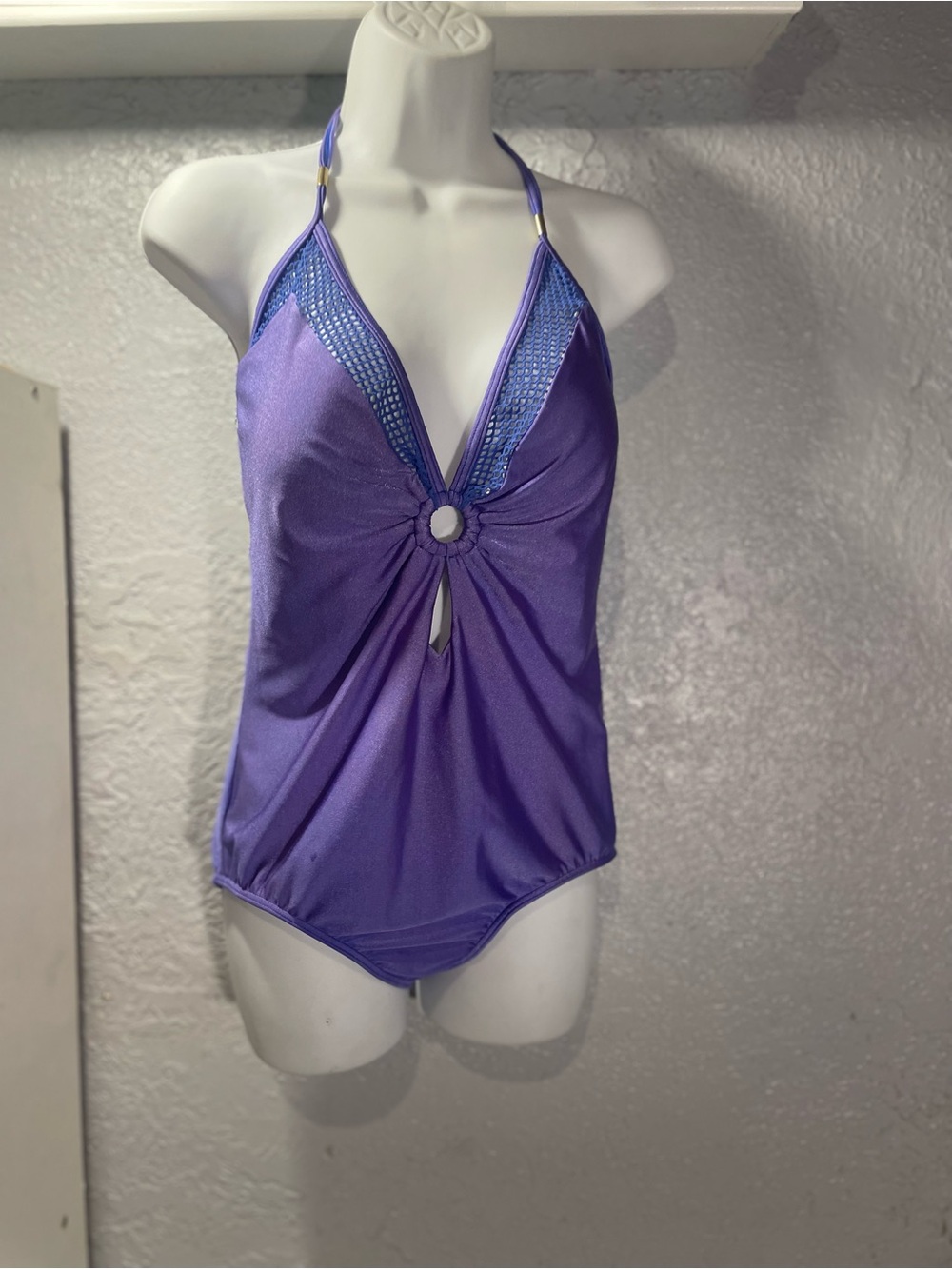 VENUS Purple Halter One-Piece Swimsuit with Ring Detail